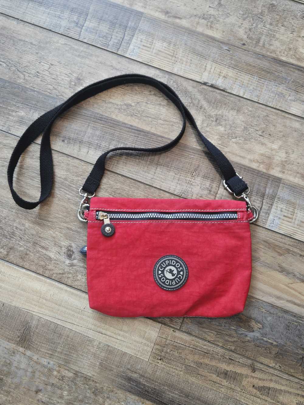 Cupidos Red Nylon Crossbody Bag Foldover Purse Mini Lightweight